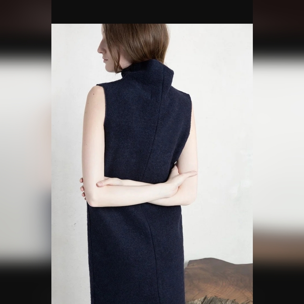 Mango Collection Minimalst Sleeveless Navy Blue Dress M
